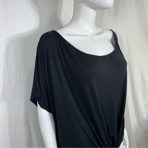 SHEIN Curve Black Wide Neck Tie Front Loose Fit Top - Picture 3 of 6